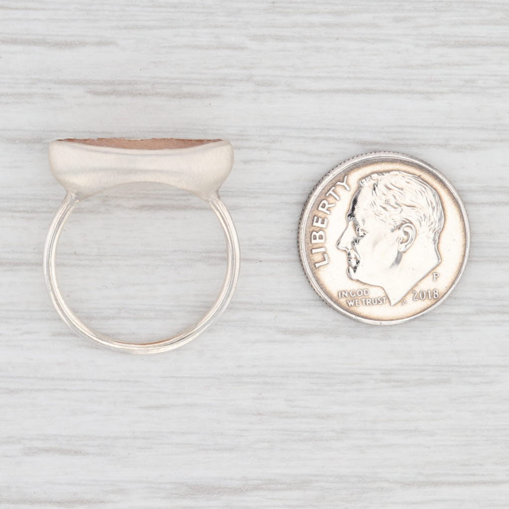New Nina Wynn Sand Druzy Quartz Ring Sterling Silver Size 7 Statement