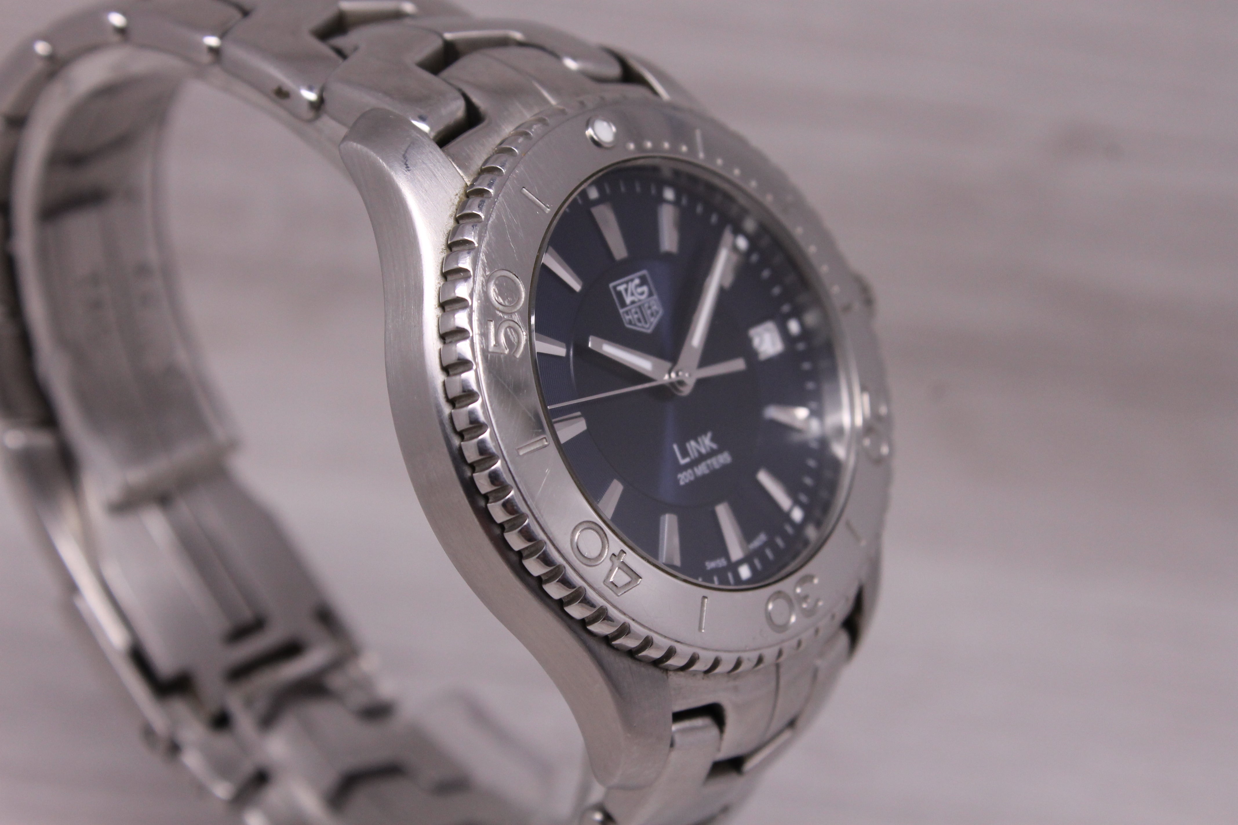 TAG Heuer Link Mens Blue Dial Watch 39mm WJ1112-0 Stainless Swiss Quartz Date