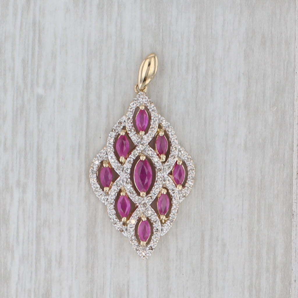 Gray 1.23ctw Ruby Diamond Pendant 14k Yellow Gold