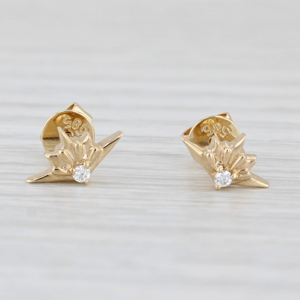 Light Gray New Small Diamond Stud Earrings 14k Yellow Gold