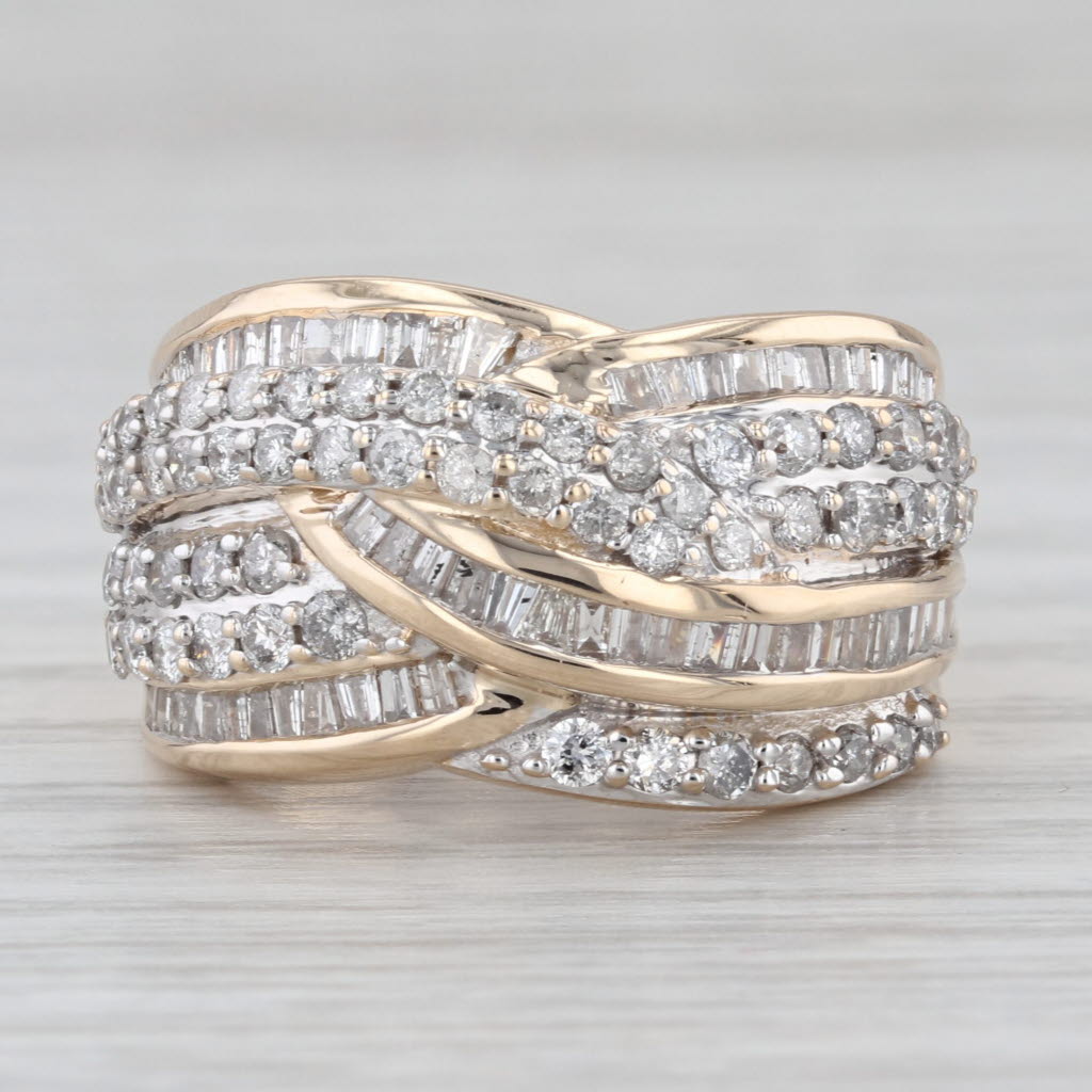 1.80ctw Diamond Knot Overlay Ring 10k Yellow Gold Size 7 Cocktail