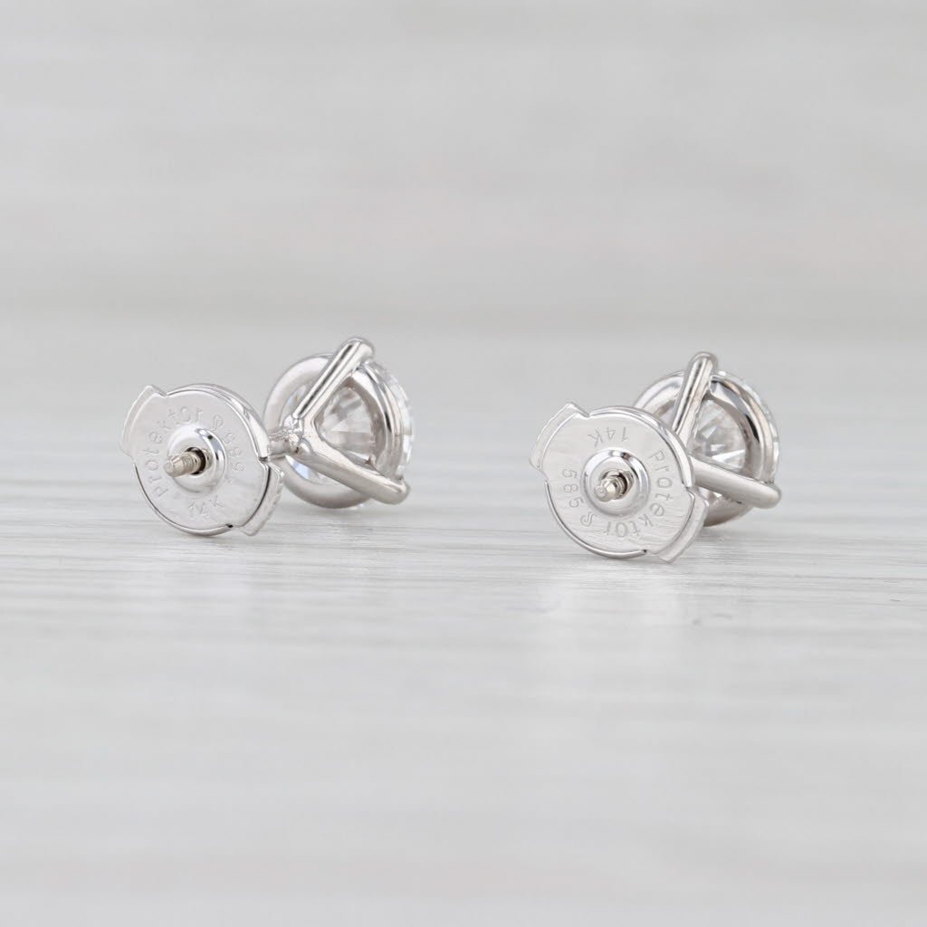 Light Gray New 2.14ctw Round Lab Created Diamond Stud Earrings 14k White Gold VVS2 E IGI