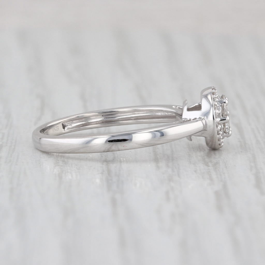 0.22ctw Diamond Cluster Halo Engagement Ring 10k White Gold Size 7