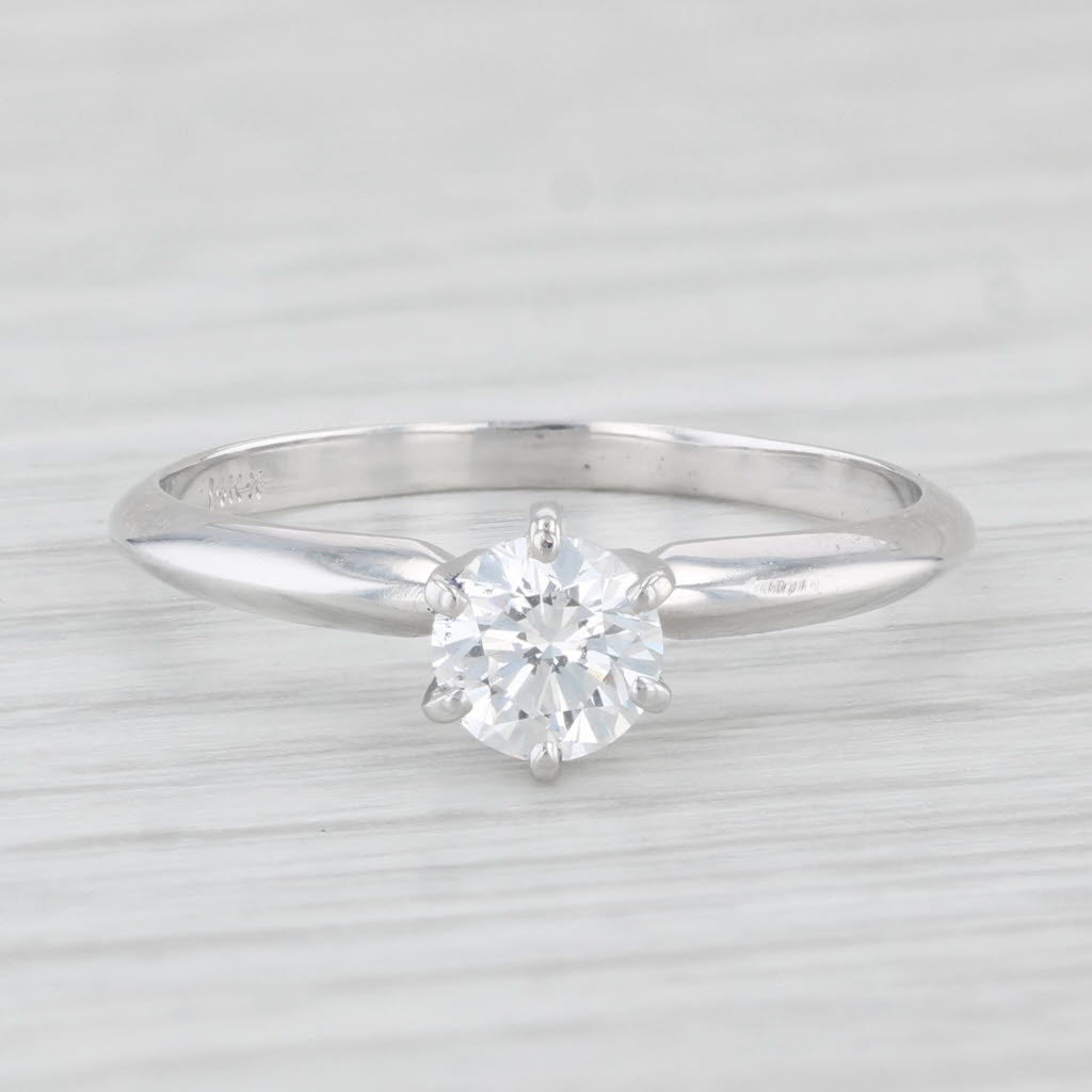 Light Gray 0.46ct Round Diamond Solitaire Engagement Ring 14k White Gold Size 7.25