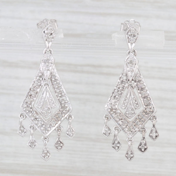 Light Gray 0.15ctw Diamond Fringe Dangle Earrings 10k White Gold