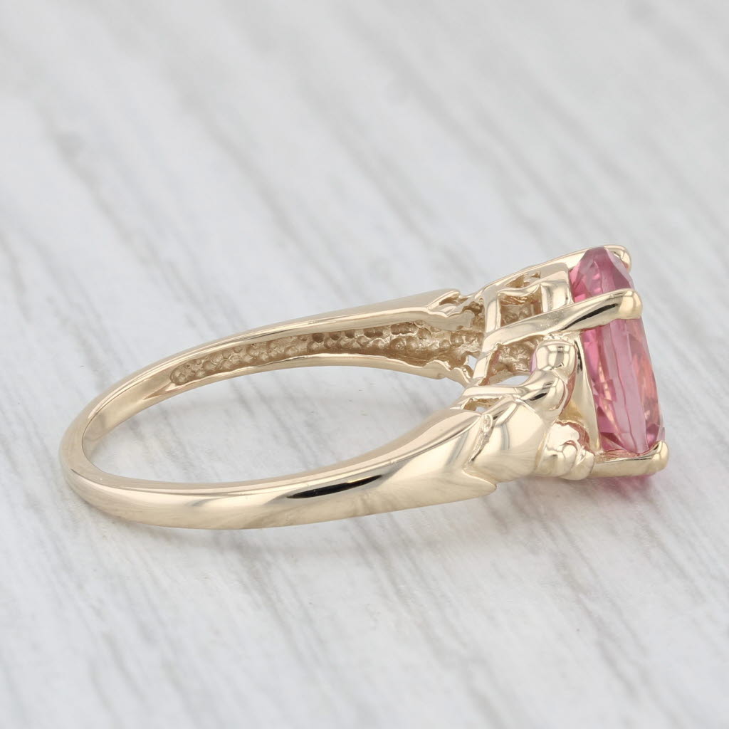 Light Gray 3ct Pink Tourmaline Oval Solitaire Ring 14k Yellow Gold Size 7