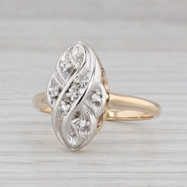 Gray Vintage Diamond Accented Princess Ring 14k White Yellow Gold Size 6.75