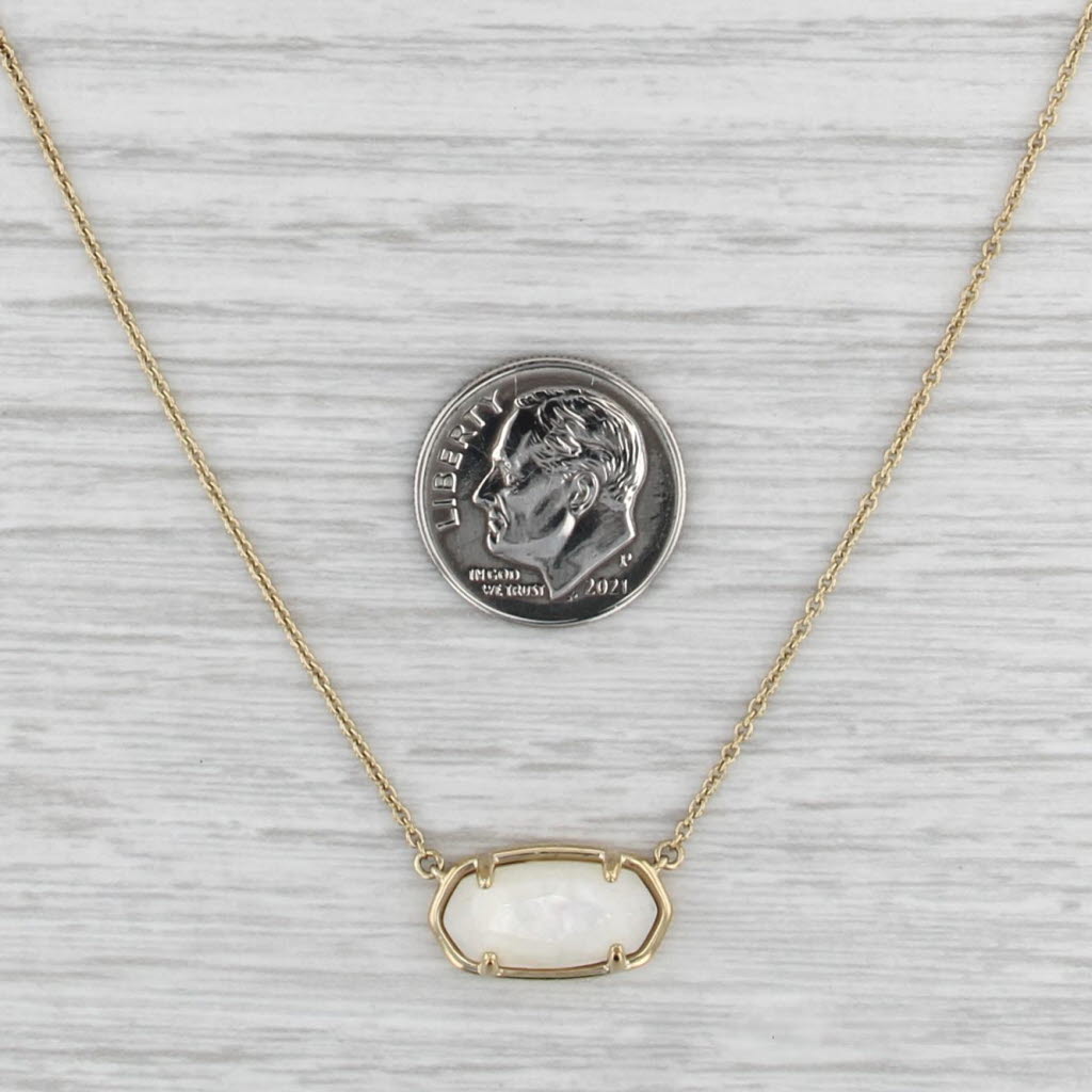 Kendra Scott Mother of Pearl Shell Pendant Necklace Sterling Silver Gold Plated