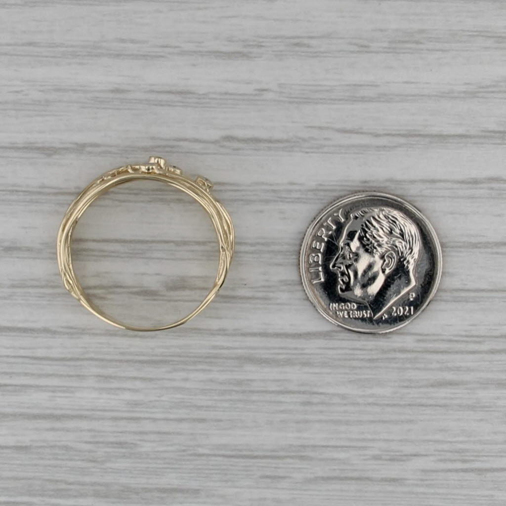 Diamond Dots Orbit Multiband Ring 14k Yellow Gold Size 8-8.25