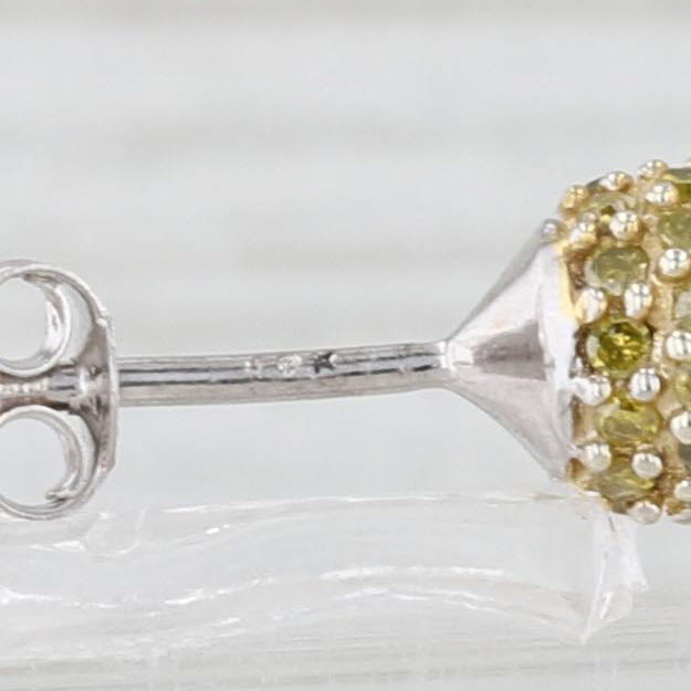 Light Gray 0.72ctw Yellow Diamond Pave Ball Bead Stud Earrings 10k Yellow Gold COA