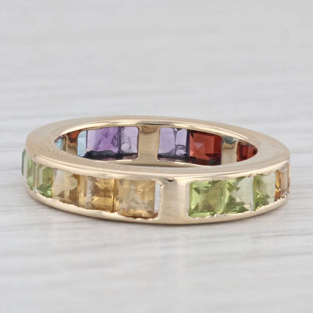 Light Gray 3.62ctw Rainbow Gemstone Eternity Ring 10k Gold Peridot Citrine Garnet Topaz