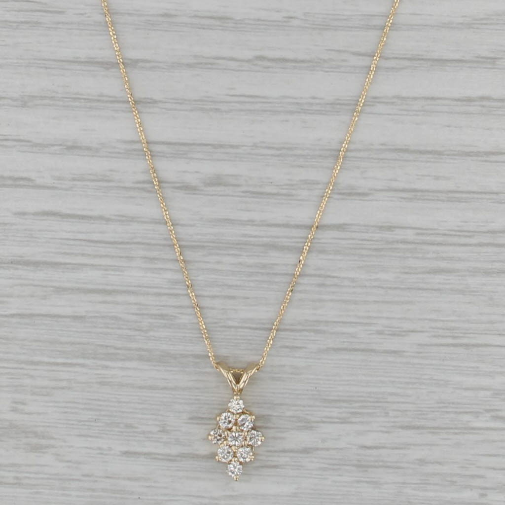 0.40ctw Diamond Cluster Pendant Necklace 14k Yellow Gold 21" S-Link Chain