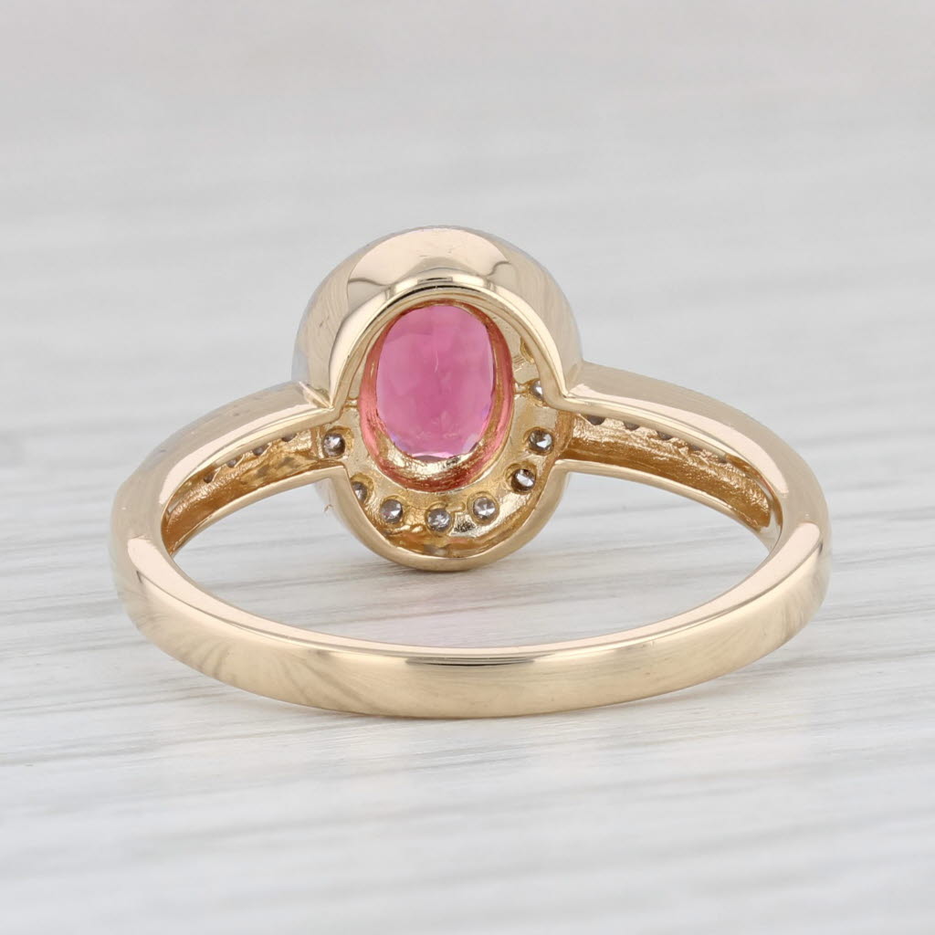 Light Gray 0.88ctw Oval Pink Tourmaline Diamond Halo Ring 14k Yellow Gold S 8.25 Engagement