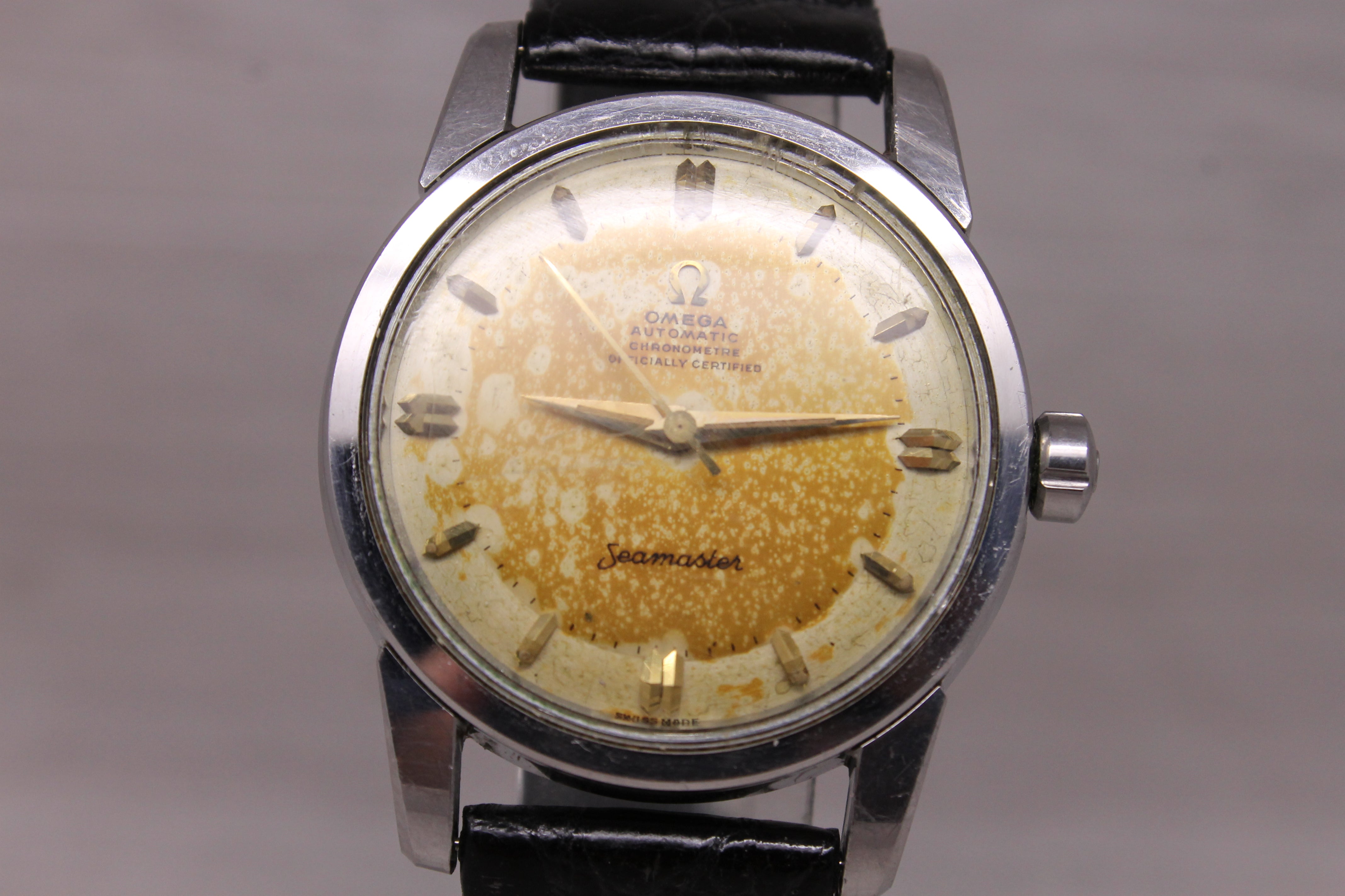 Vintage 1954 Omega Seamaster Chronometer Bumper Watch Original Box Papers Set