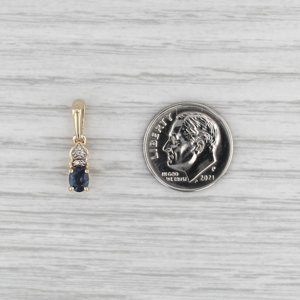 0.34ct Blue Color Change Garnet Diamond Heart Drop Pendant 10k Yellow Gold