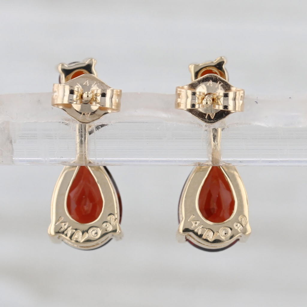 3.04ctw Garnet Diamond Teardrop Earrings 14k Yellow Gold Drops