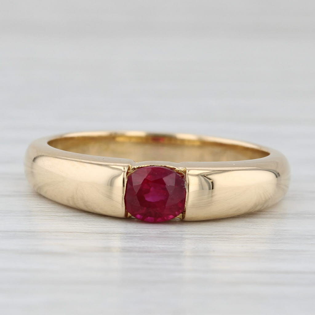 Light Gray 0.50ct Oval Ruby Solitaire Ring 18k Yellow Gold Size 6.5 Stackable Band