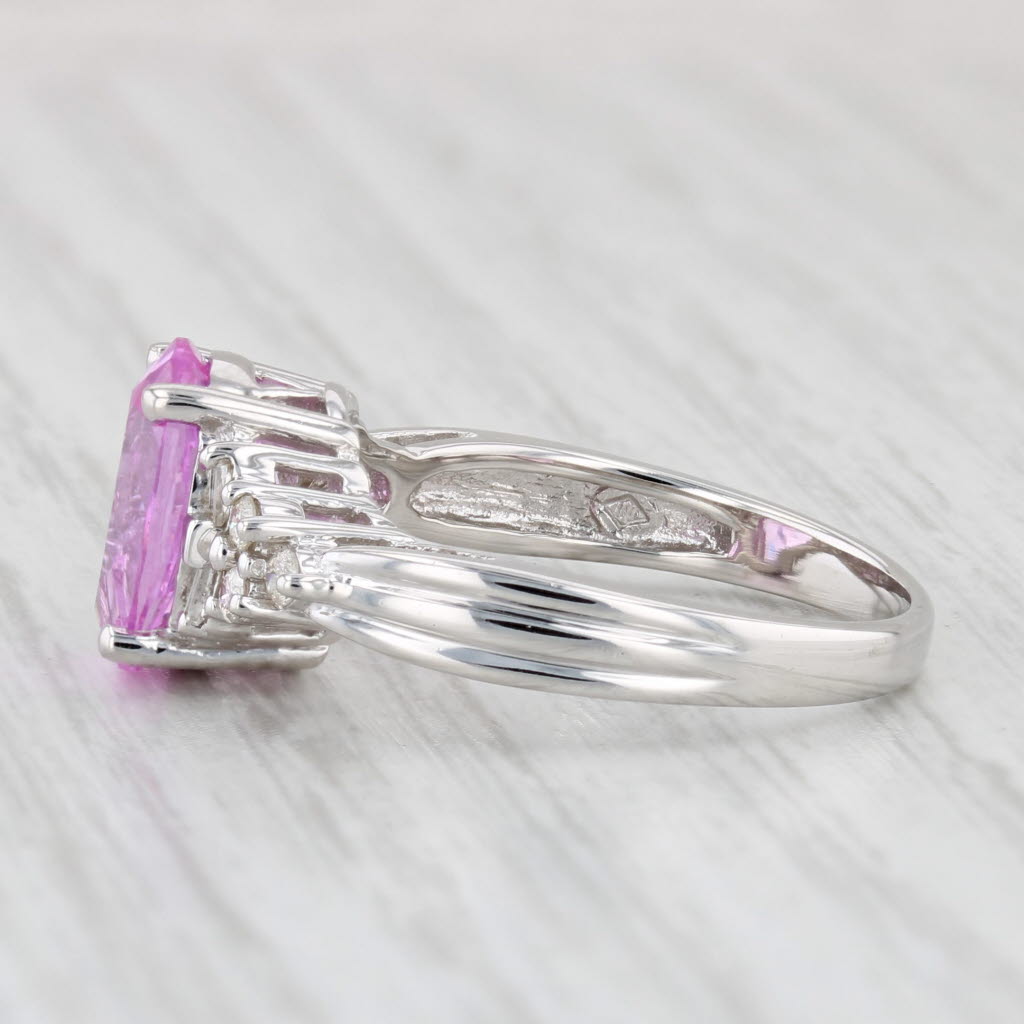 Light Gray 3.54ctw Oval Lab Created Pink Sapphire Diamond Ring 10k White Gold Size 7