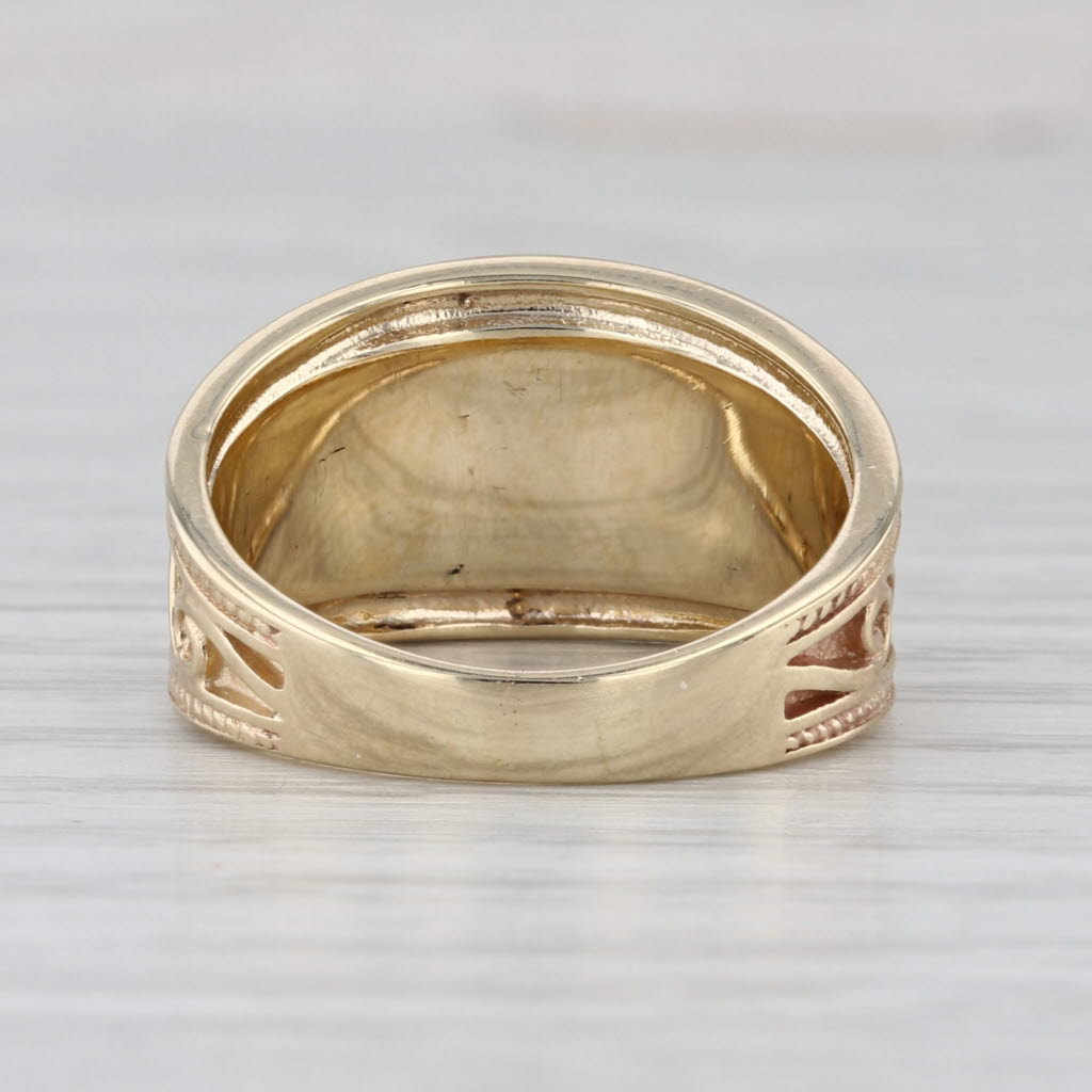 Ornate Tapering Band Ring 10k Yellow Gold Size 8 Swirls & Dots