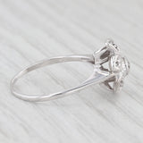 Vintage Diamond Accented Flower Ring 14k White Gold Size 9.25