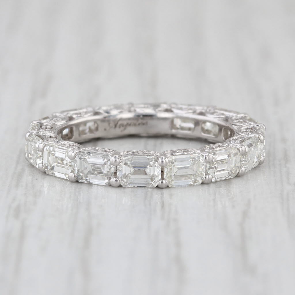 3.52ctw Emerald Cut Eternity Wedding Anniversary Band 14k White Gold Sz 6.5 Ring