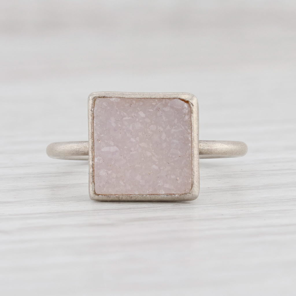 New Nina Nguyen Ring Druzy White Quartz Sterling Silver Size 6.75 Statement