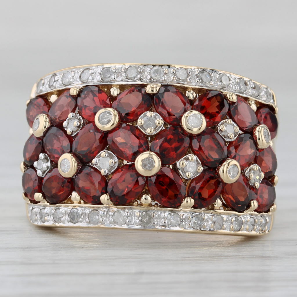Gray 4.94ctw Garnet Diamond Cluster Ring 10k Yellow Gold Size 10 Cocktail