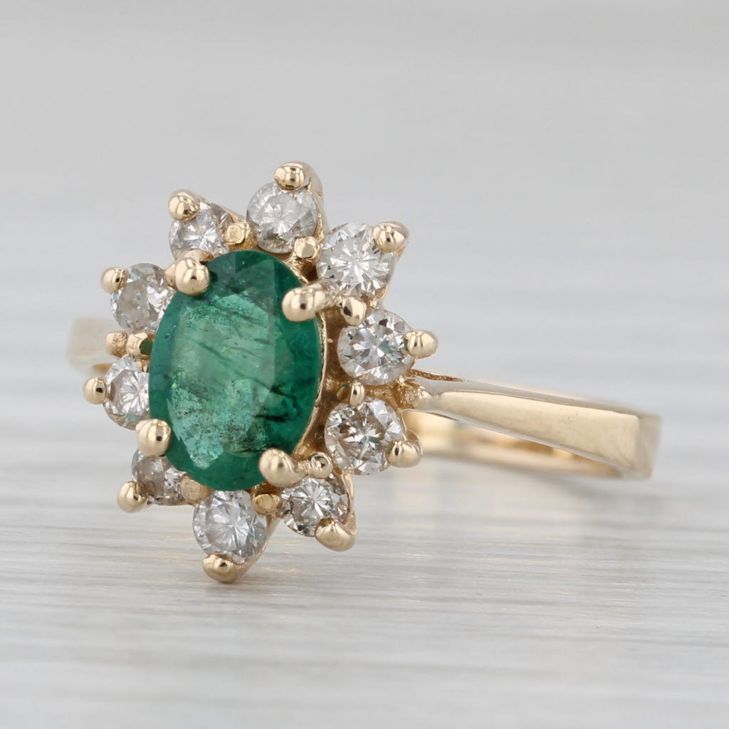 Gray 1.05ctw Emerald Diamond Ring 14k Yellow Gold Size 5.5