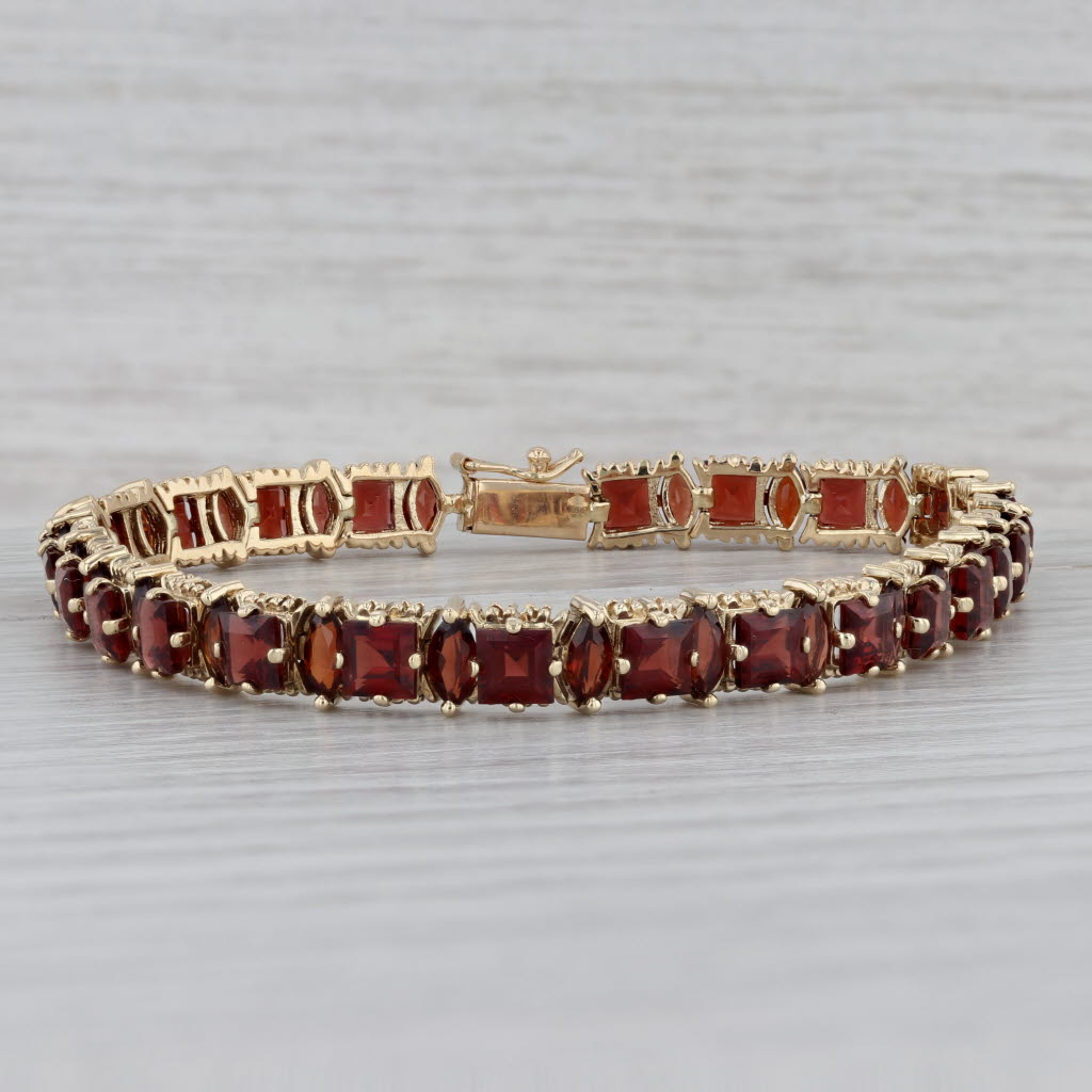 Gray 15ctw Garnet Tennis Bracelet 14k Yellow Gold 7.25" 6.4mm