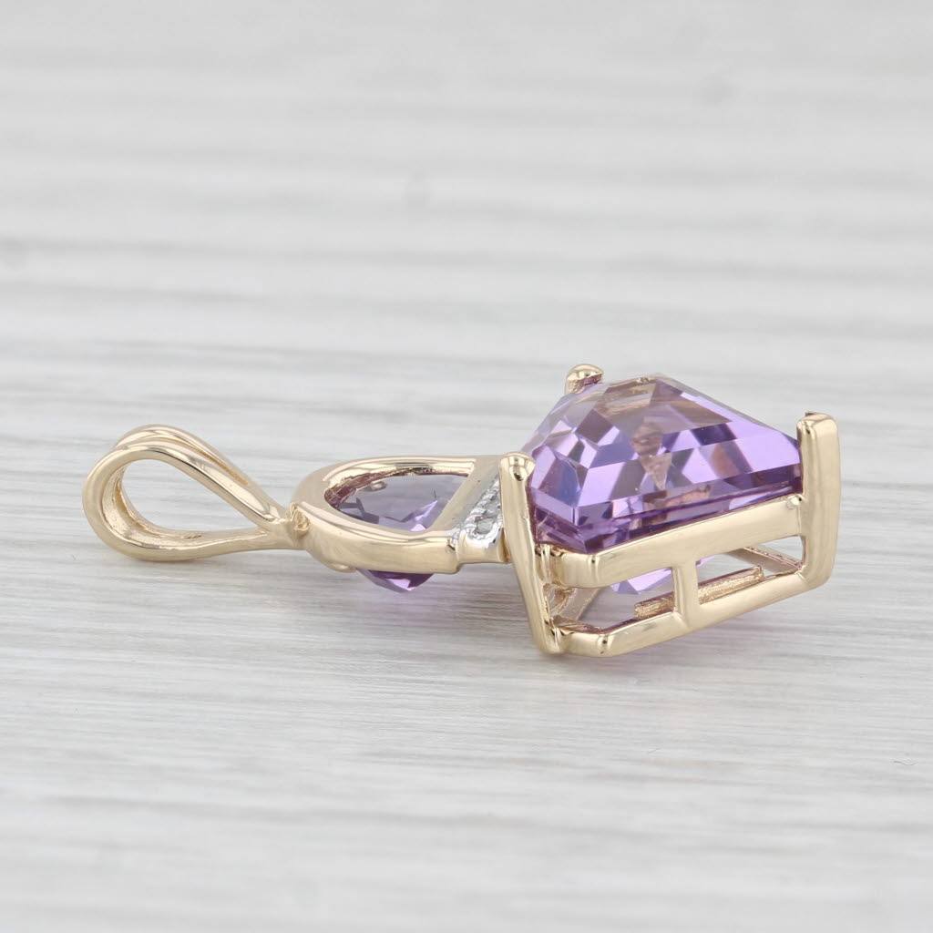 Light Gray 5.23ctw Amethyst Pendant 14k Yellow Gold Diamond Accents