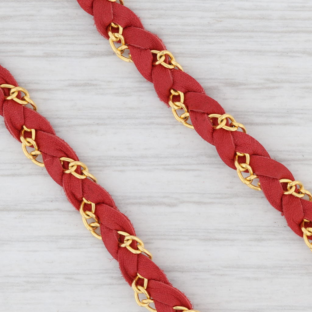 New Cordelia Nina Wynn Necklace White Druzy Woven Red Leather Gold Vermeil