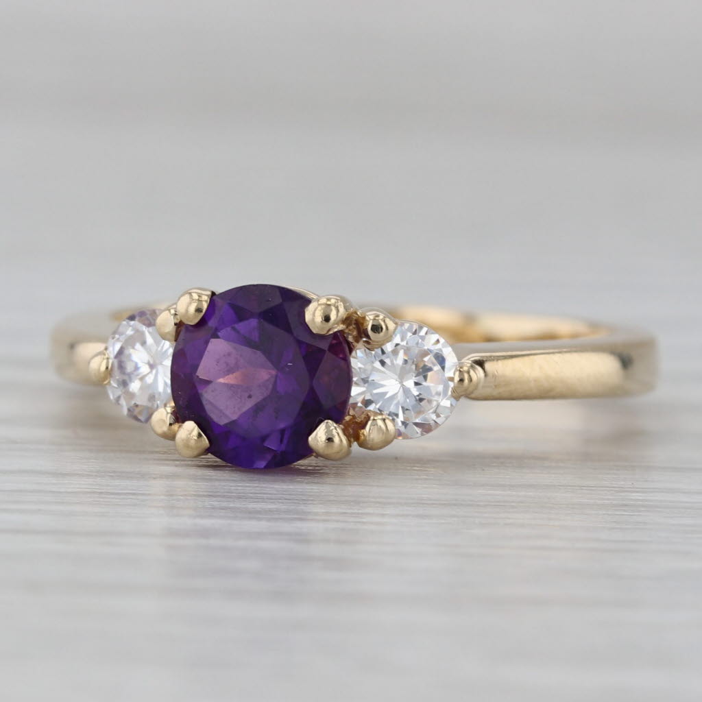 Gray 1.46ctw Amethyst Cubic Zirconia Ring 14k Yellow Gold Size 8