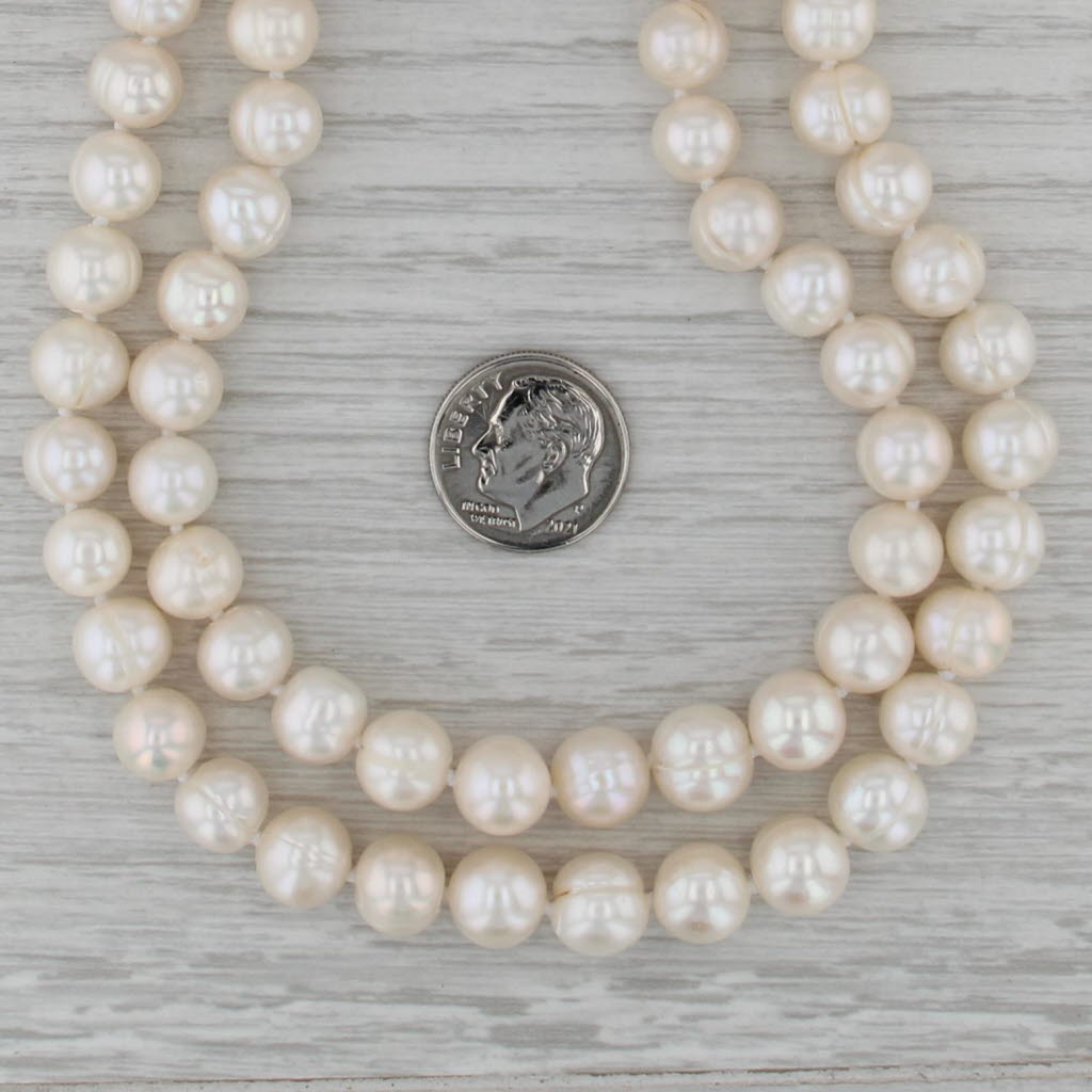 15.5" Double Strand Pearl Bead Necklace 14k Gold Clasp
