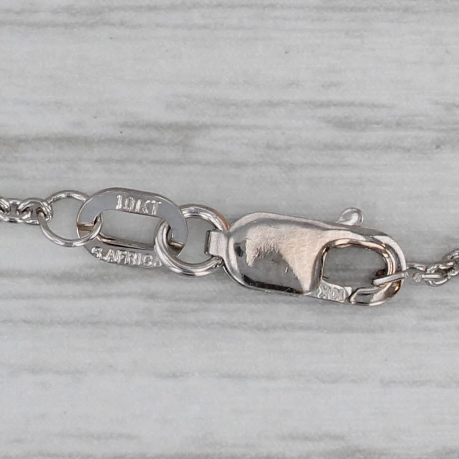 Gray Cable Chain Necklace 10k White Gold 20" 1mm