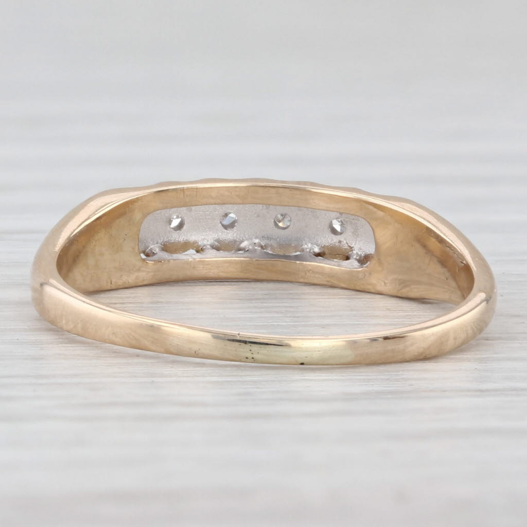 Light Gray Diamond Wedding Band 14k Yellow Gold Size 7.5 Stackable Ring