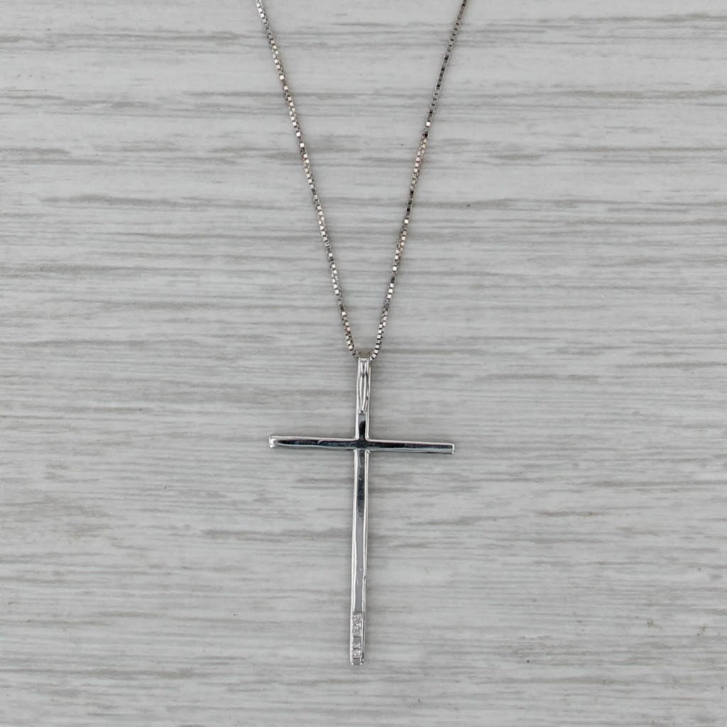 Effy 0.36ctw Diamond Cross Pendant Necklace 14k White Gold 18" Box Chain
