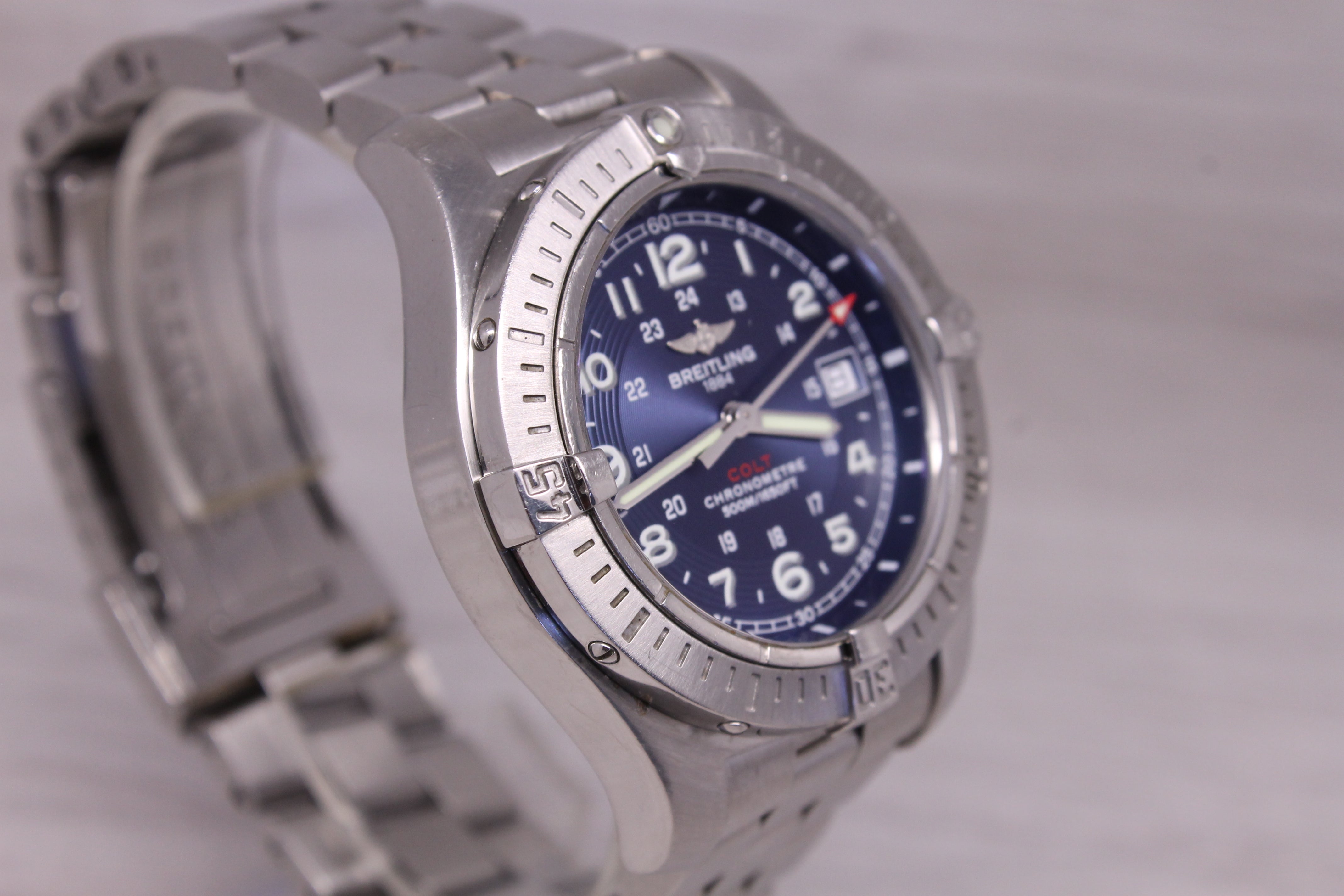 Breitling Colt Chronometre Mens 41mm Steel Quartz Divers Watch FULL SET A74380