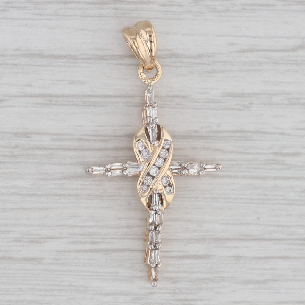 Gray 0.33ctw Diamond Cross Pendant 14k Yellow Gold