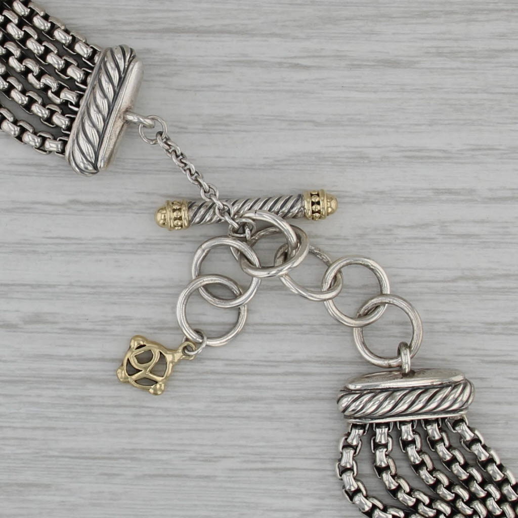 David Yurman Multi-Strand Clover Necklace Sterling Silver 18k Gold 15-17"