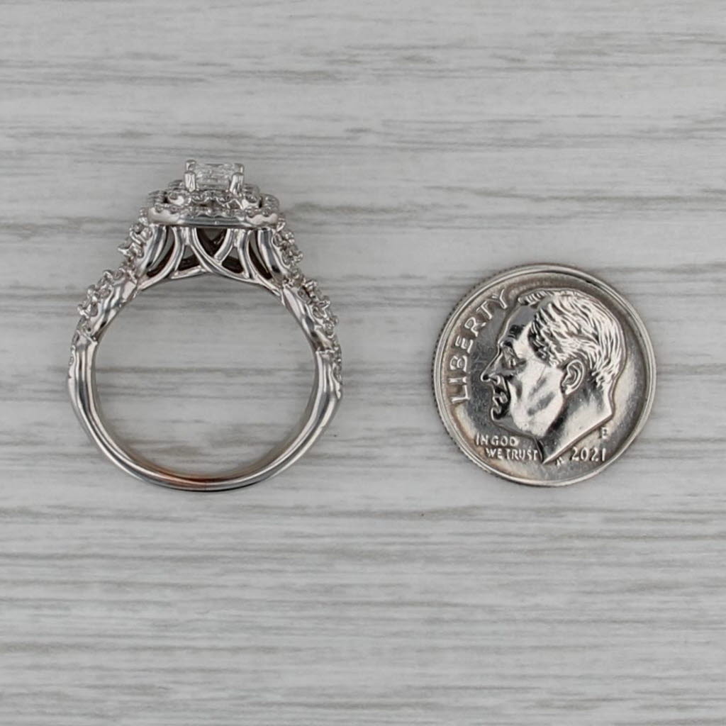 1.55ctw Diamond Halo Engagement Ring 14k White Gold Size 6 Celebration Grand