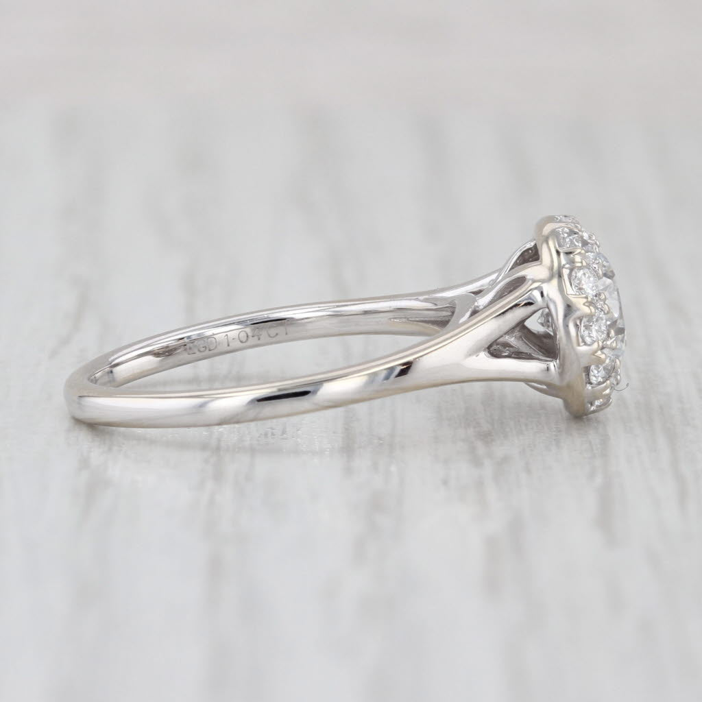 1.32ctw Round Lab Grown Diamond Halo Engagement Ring 14k White Gold Size 7