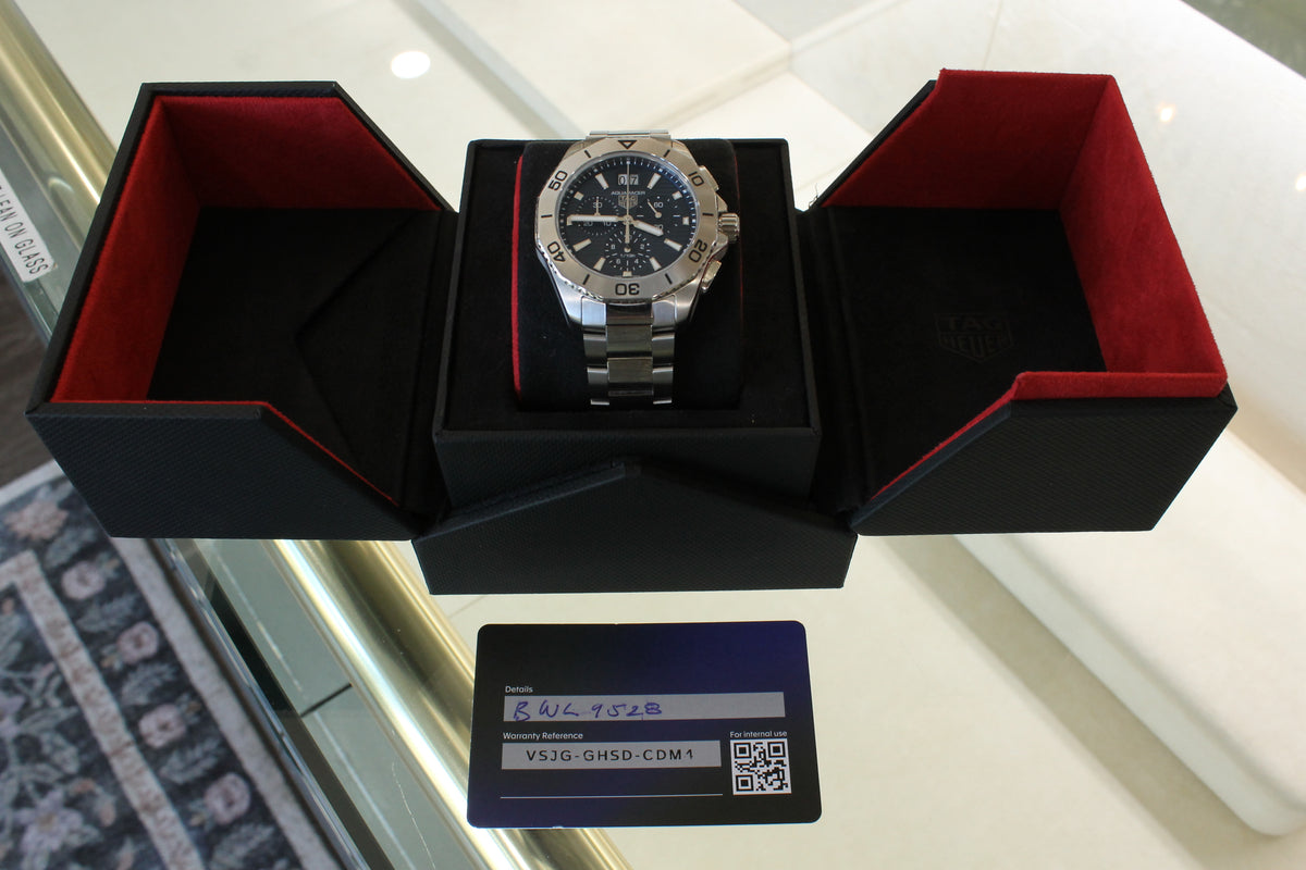Tag Heuer Aquaracer Blue 41mm Quartz Chronograph Watch Box & Card CBP1113