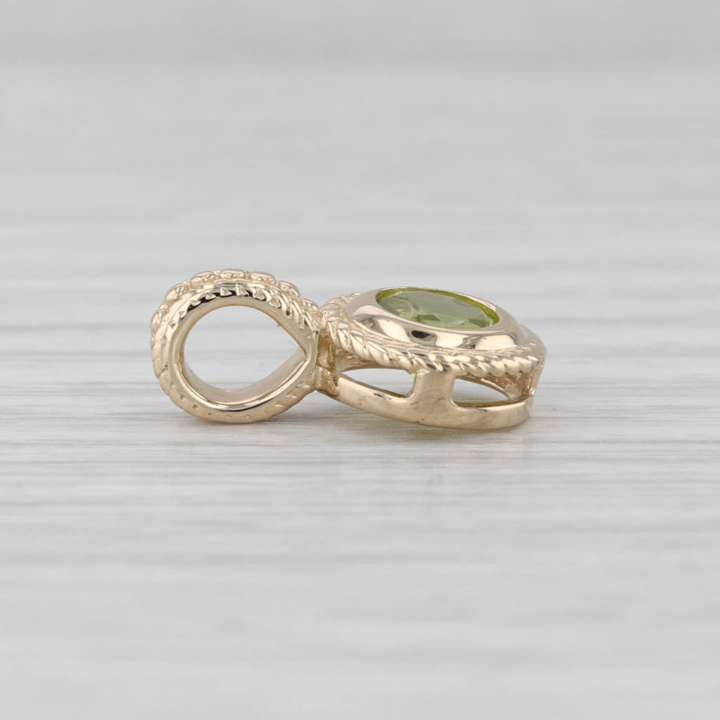 1.35ct Round Peridot Pendant 14k Yellow Gold Small Solitaire Drop