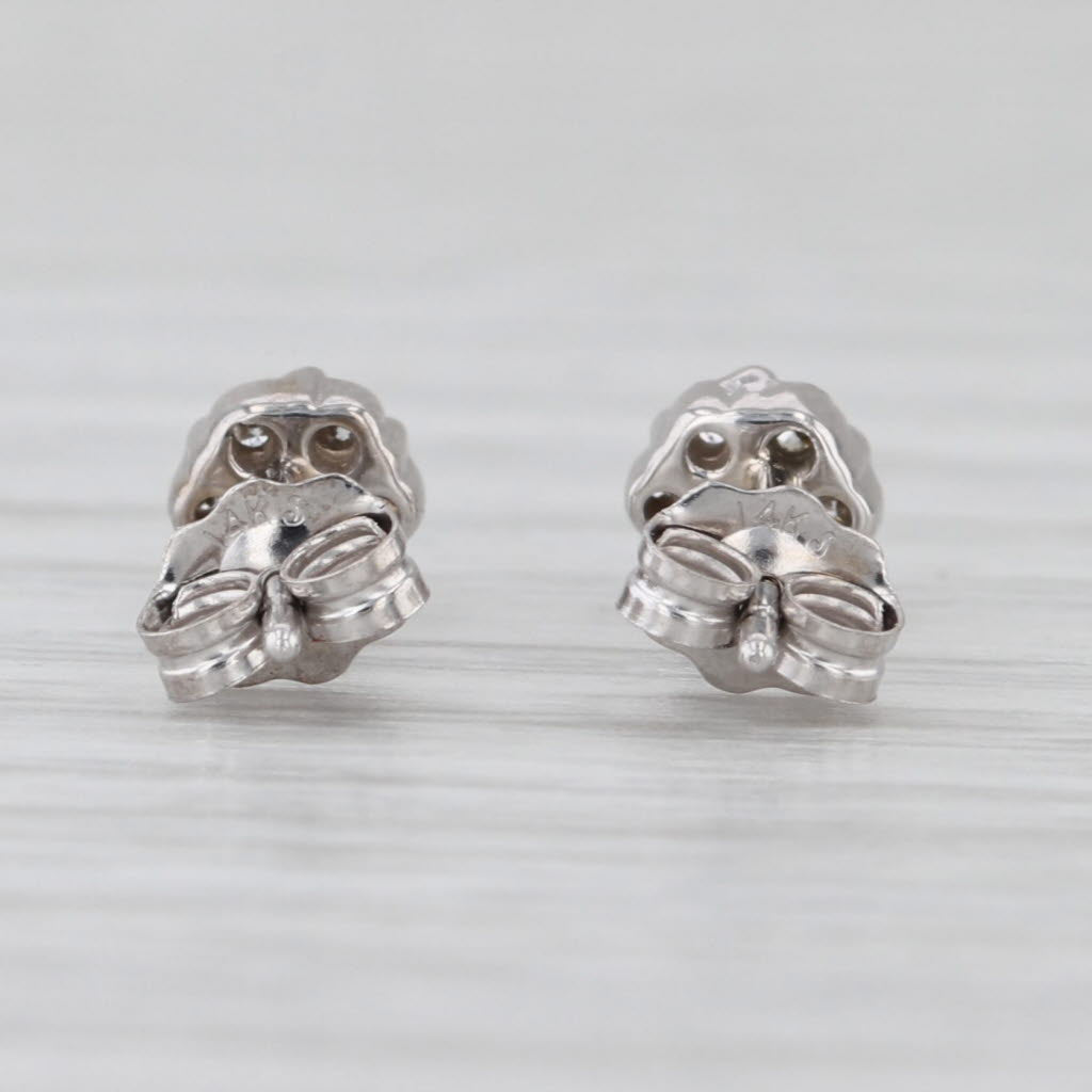 0.23ctw Diamond Cluster Flower Stud Earrings 14k White Gold Studs