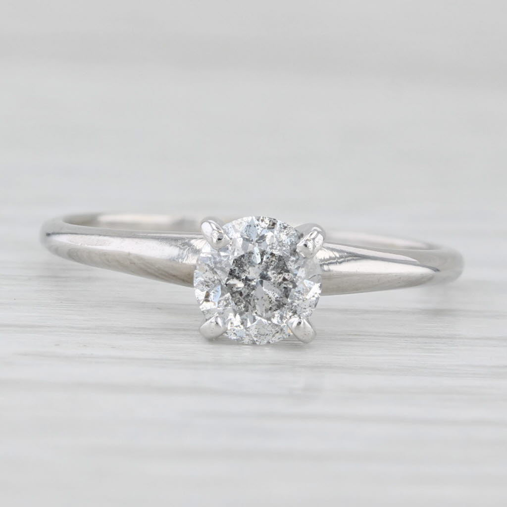 Light Gray 0.70ct Diamond Round Solitaire Engagement Ring 14k White Gold Size 7