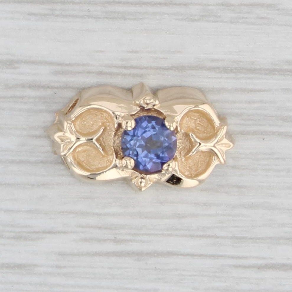 Light Gray 0.50ct Solitaire Tanzanite Slide Charm 14k Yellow Gold Vintage Goldman Kolber