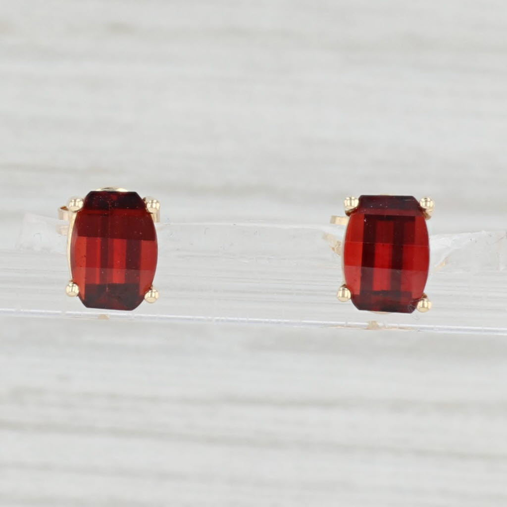 Light Gray 5ctw Garnet Stud Earrings 14k Yellow Gold January Birthstone Solitaire Studs