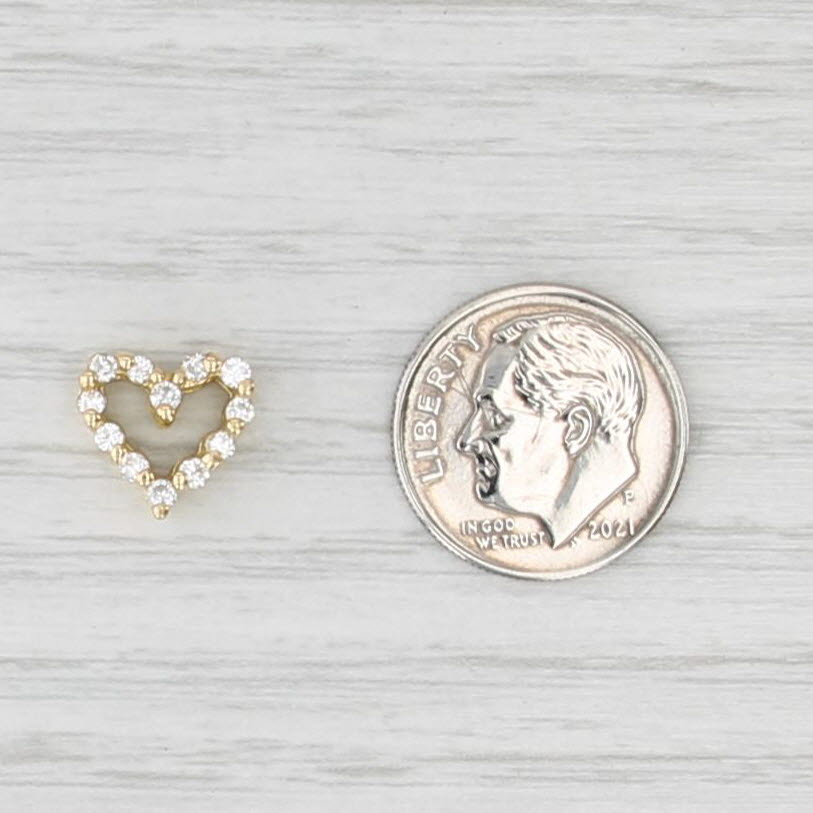 Small 0.22ctw Diamond Heart Pendant 18k Yellow Gold Floating Drop