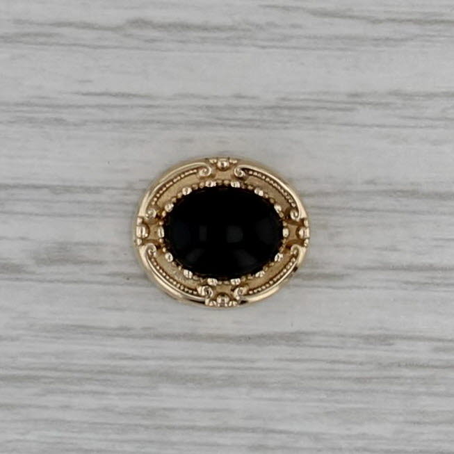 Vintage Onyx Cabochon Solitaire Slide Bracelet Charm 14k Yellow Gold Ornate