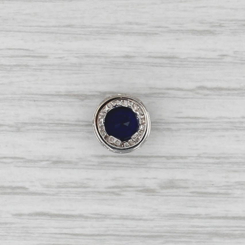2.30ctw Lab Created Sapphire Diamond Halo Slide Pendant Charm 10k White Gold